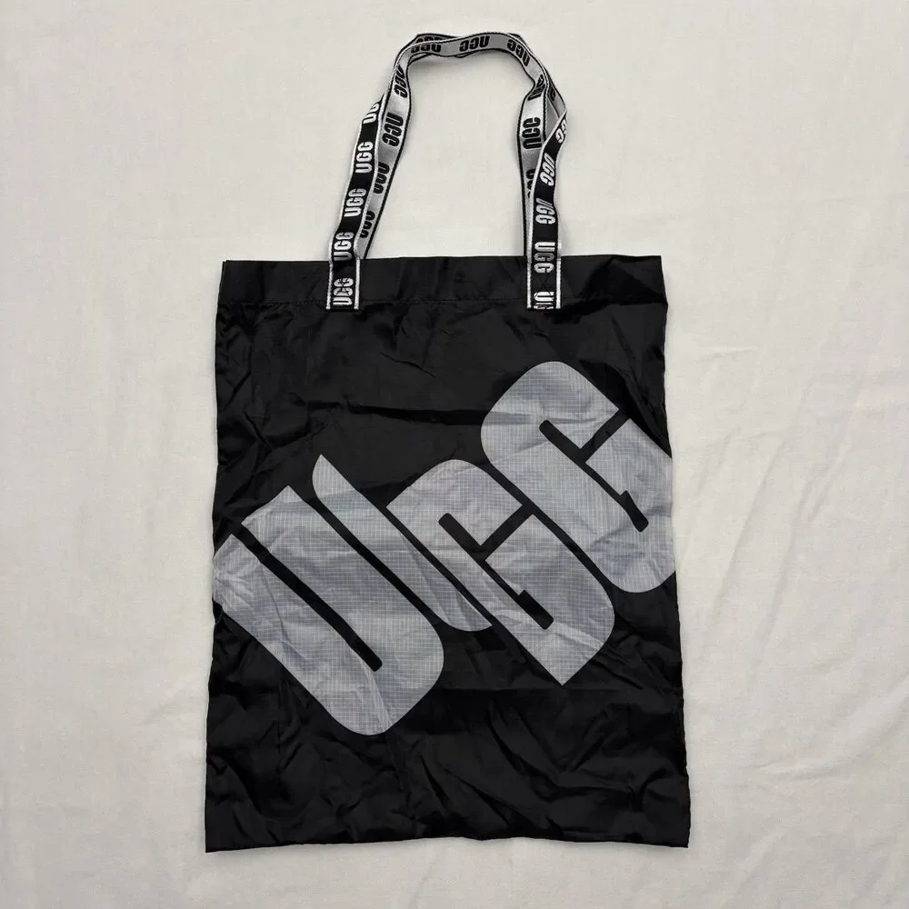 UGG Packable Tote Bag Black White Logo Print